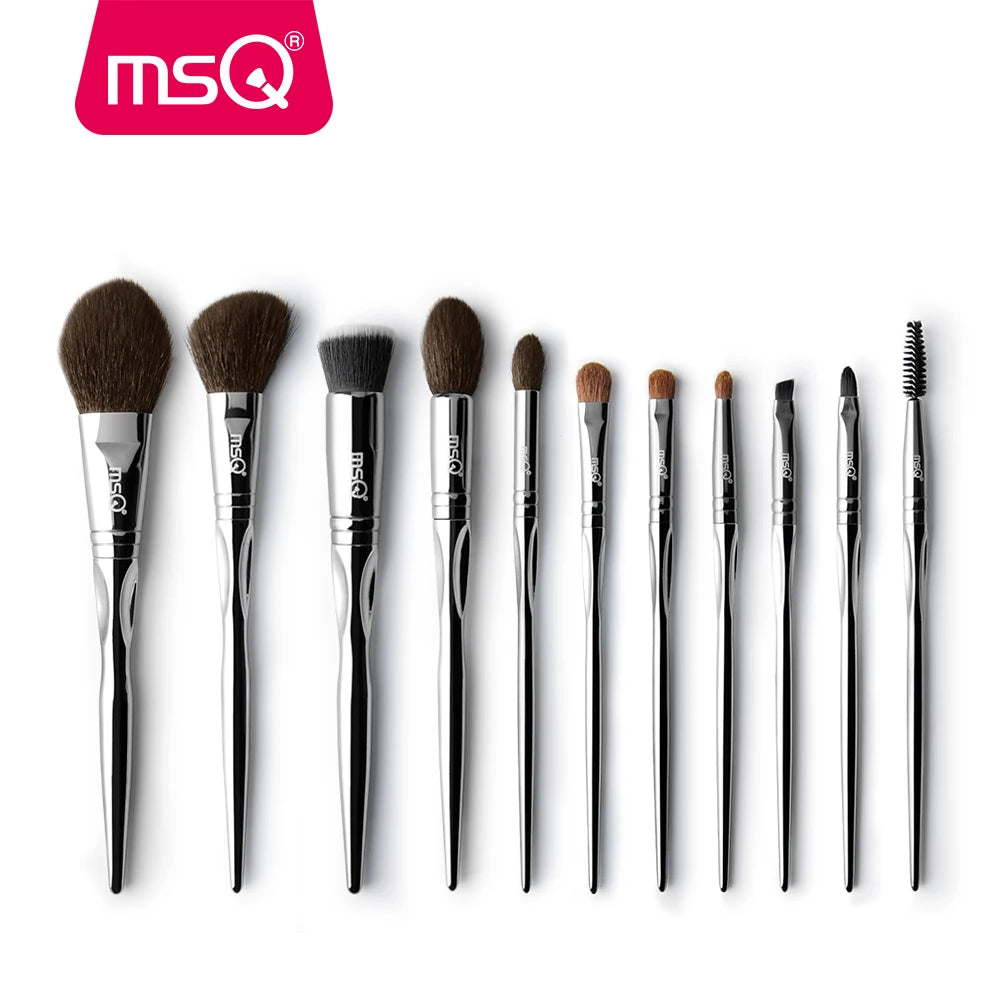 Professional Makeup Brush Set 11pcs - Eyeshadow, Lip, Foundation, Goat & Horse Hair