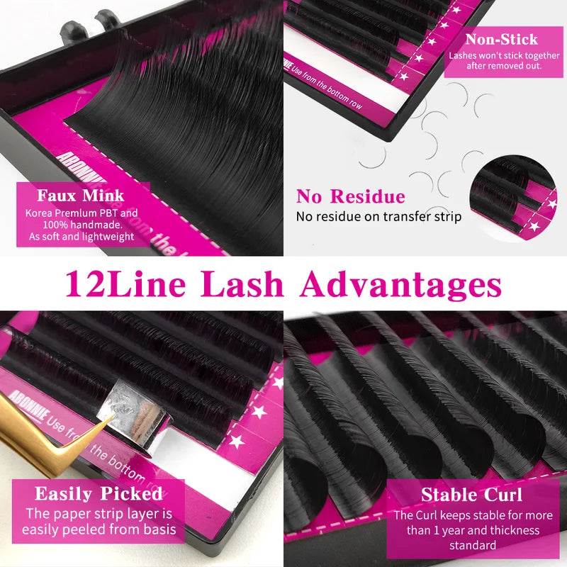Premium Individual False Eyelashes Extensions - Fluffy Classic Volume Lashes