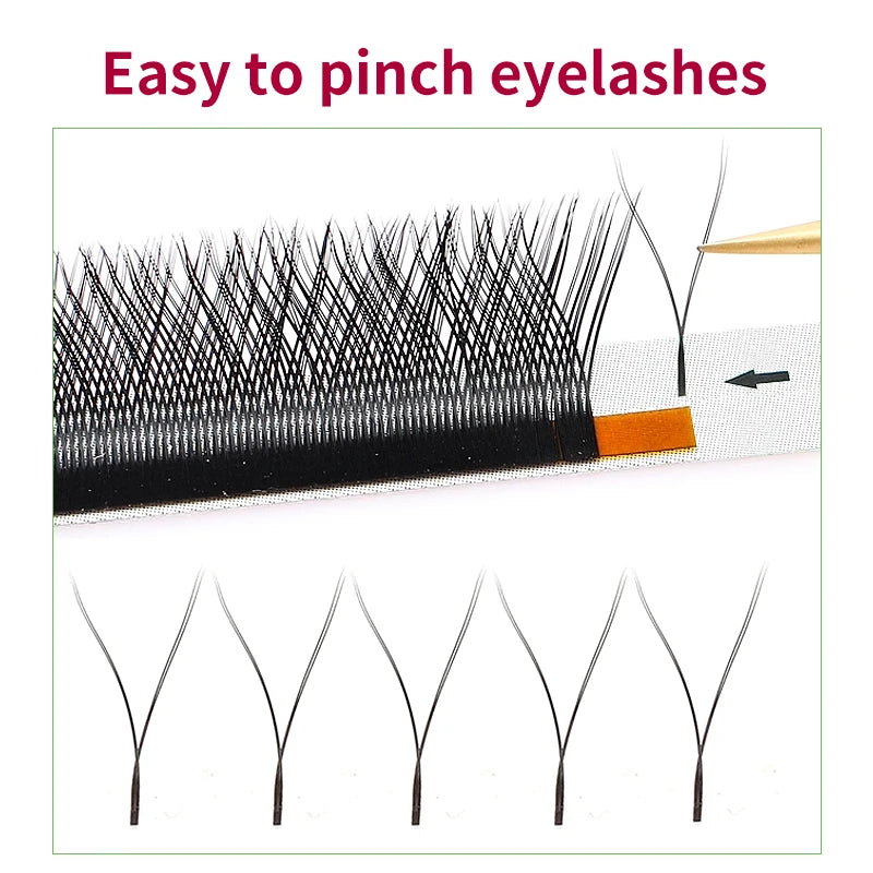 False Eyelashes YY Shape Mink Volume Fans - Natural Soft Mix, 8-10mm, Multiple Curl & Length Options