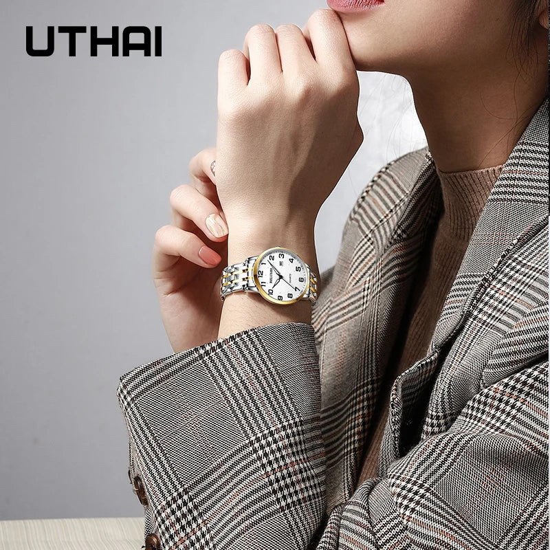 Large Dial Waterproof Elderly Watch 41mm Quartz Wristwatch for Men