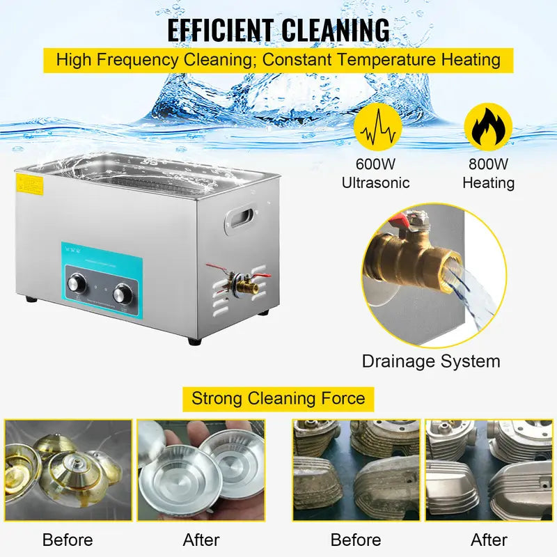 Electric Ultrasonic Cleaner 3L-30L Portable Washing Machine for Home & Office