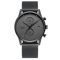 Men's Waterproof Chronograph Quartz Watch - Stainless Steel Sport Watch
