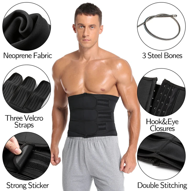Men Waist Trainer Slimming Body Shaper Fitness Belt for Weight Loss & Fat Burning