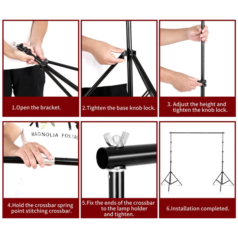 Photography Backdrop Stand Kit with Green Screen Support System and Carry Bag - Adjustable Sizes