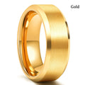 Men's Black Titanium Wedding Band Ring 8mm Double Groove Beveled Edge Stainless Steel