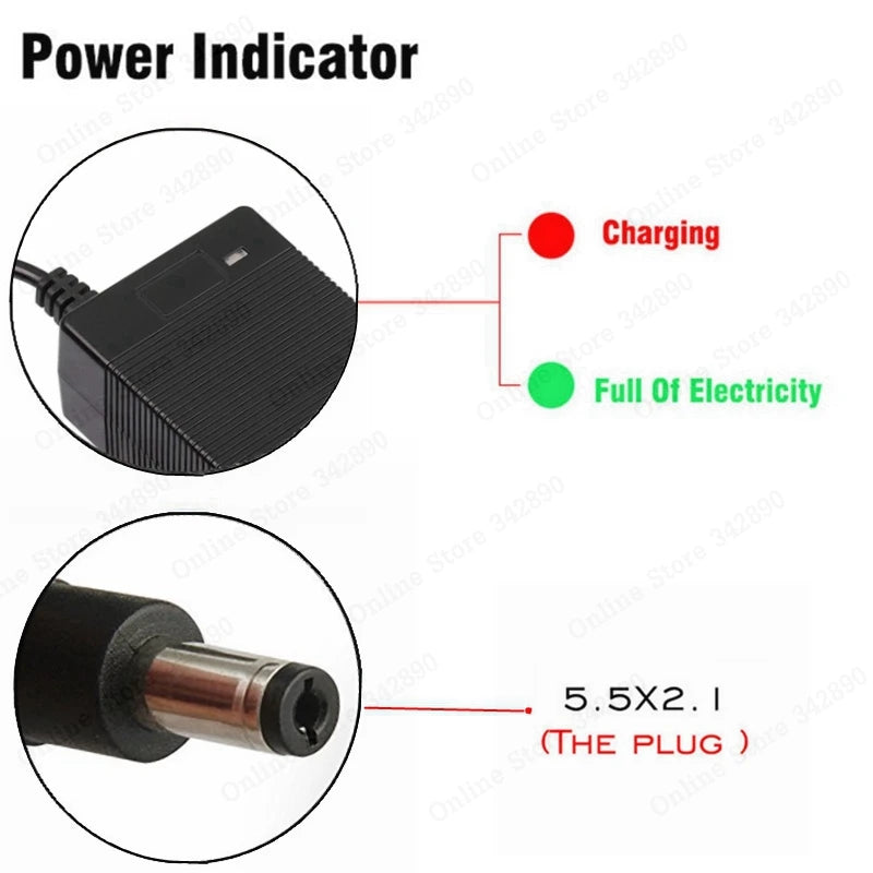 29.4V 2A Lithium Battery Charger for 24V-25.9V 7S Batteries with DC5525 Plug