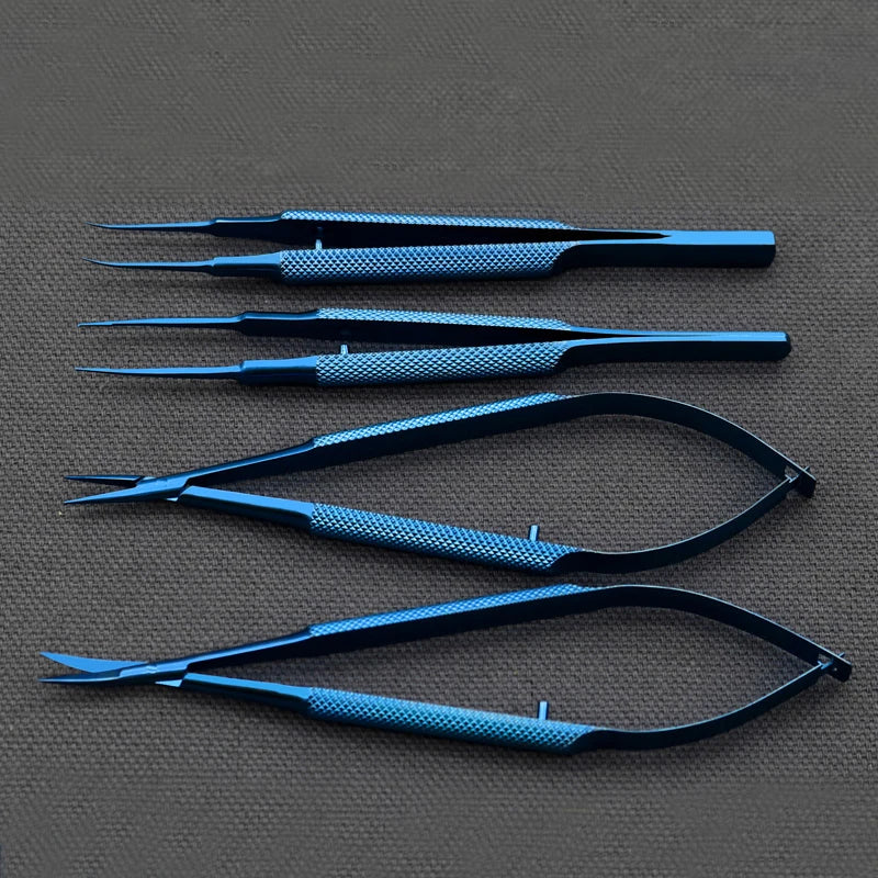 Titanium Microsurgical Instruments Kit with Scissors Needle Holders Forceps - 14cm