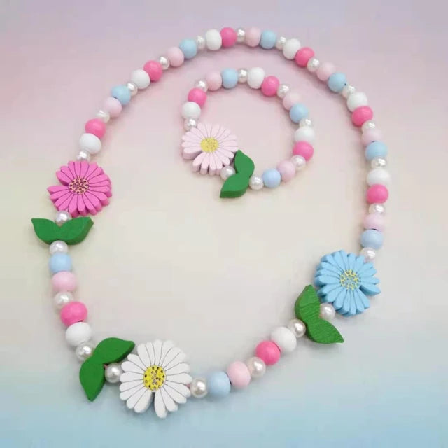 Children's Animal Pattern Beaded Jewelry Set - Necklace & Bracelet Gift