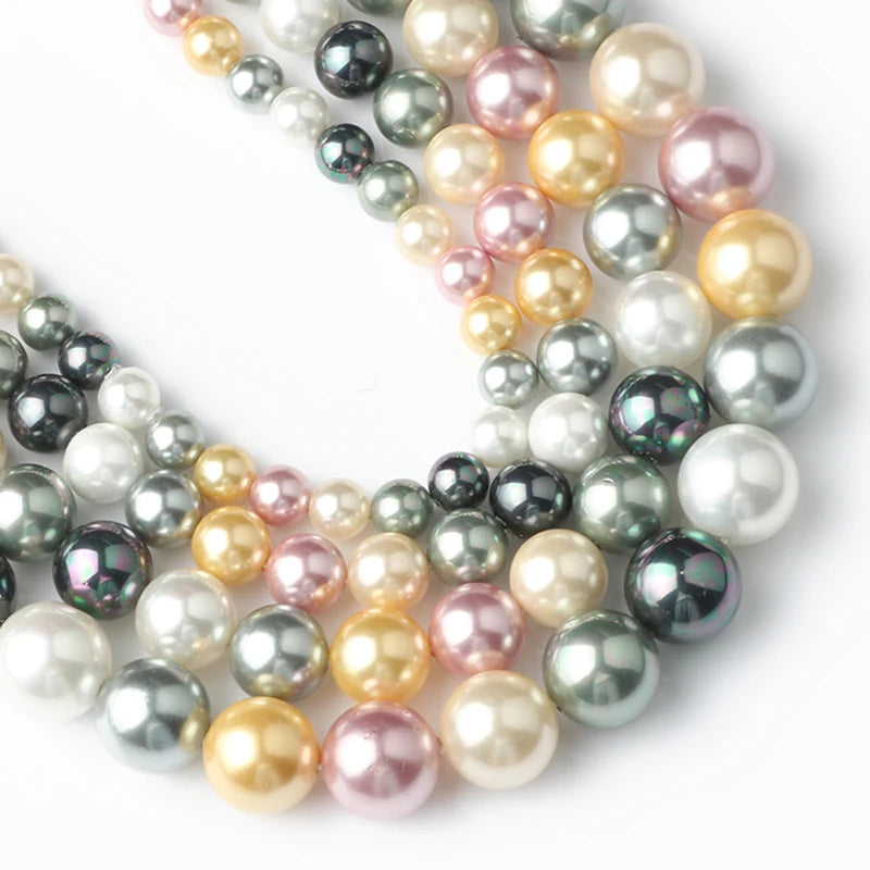 15 Colors Shell Pearls Beads for Jewelry Making Natural Shell Round Loose Spacer Beads