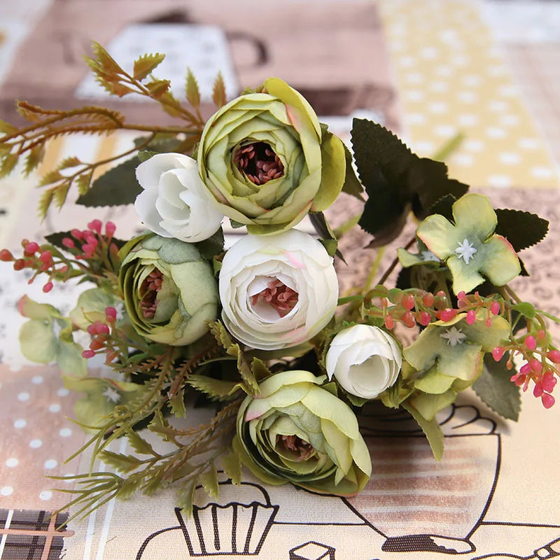 Artificial Silk Flower Decor Set with Gerbera Daisy and Rose for Wedding & Home
