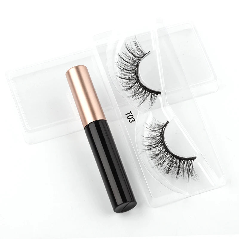 Magnetic 3D Mink Eyelashes Set with Eyeliner & Tweezers - Natural False Lashes