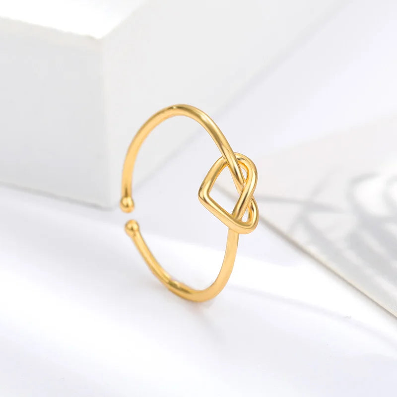 Stainless Steel Heart Rings for Women Couple Wedding Jewelry - Gold, Silver, Rose Red