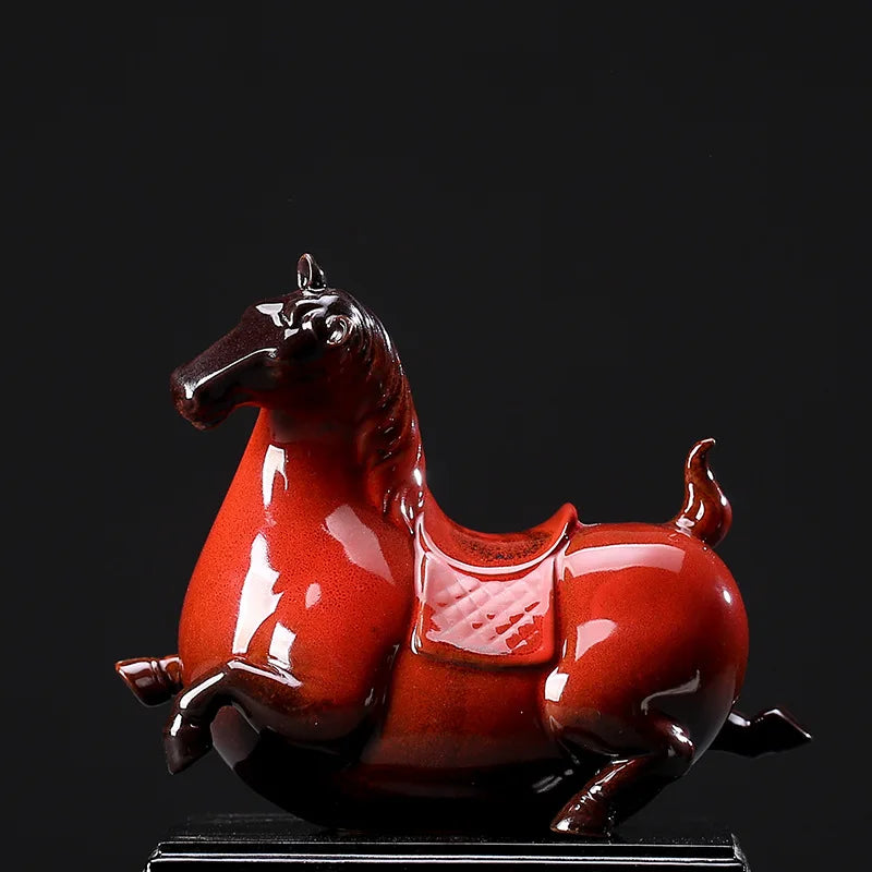 Chinese-Style Ceramic Pony Ornaments Home Decor Study Room Crafts Living Room Figurines