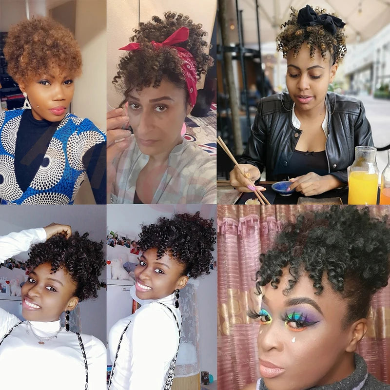 Synthetic Curly Bangs Hair Extensions - Clip-On Adjustable Fringe for Women