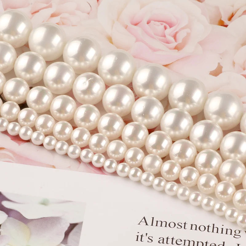 Natural Shell Pearl Beads for Jewelry Making - 2mm to 14mm, 15 Inch Strands