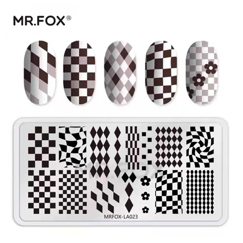 Nail Art Stamping Plate Black and White Checkerboard Design for DIY Manicure