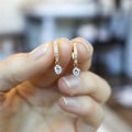 Gold Drop Earrings with CZ Charm for Women - Statement Jewelry