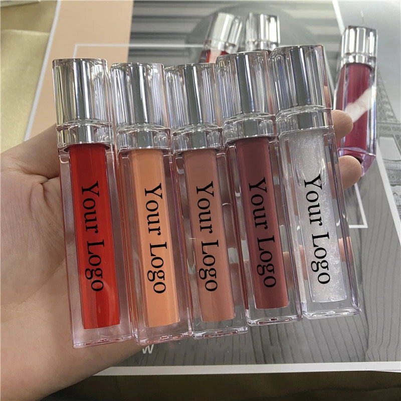 Customized Vegan Lip Gloss Wholesale Moisturizing Clear Makeup Liquid Lipstick with Glitter