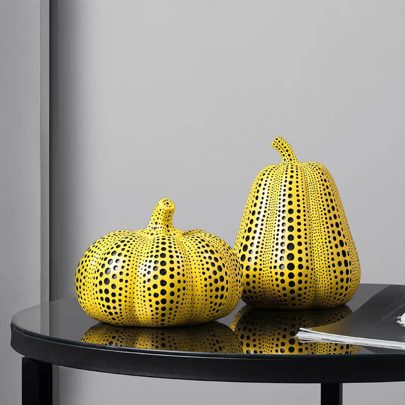 Modern Pumpkin Kusama Yayoi Artistic Sculpture Bird Ornament Home Decor