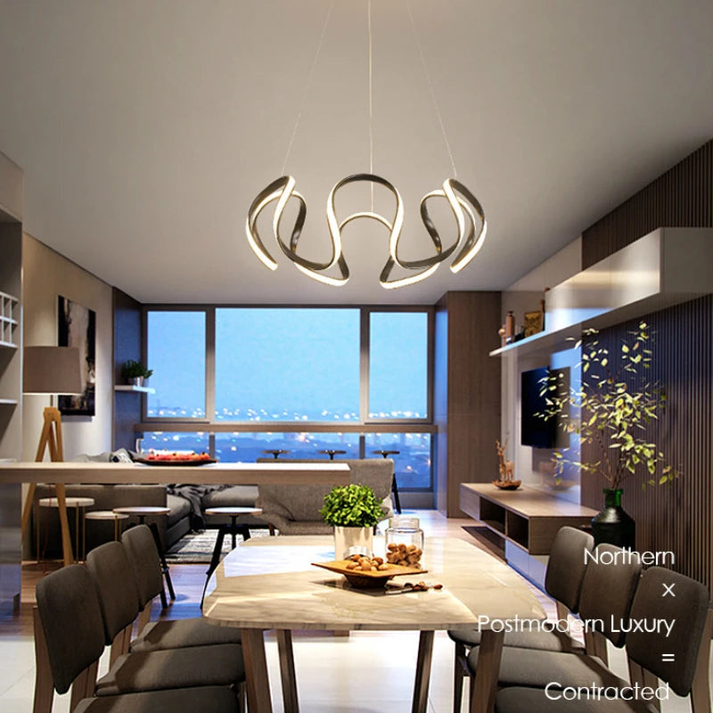 Modern LED Pendant Light Nordic Chandelier for Living Room Kitchen Bedroom Gold Black White