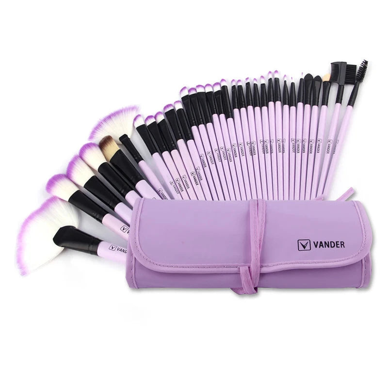Professional 32 Pcs Makeup Brush Set - Hypoallergenic, Multi-Color Handles
