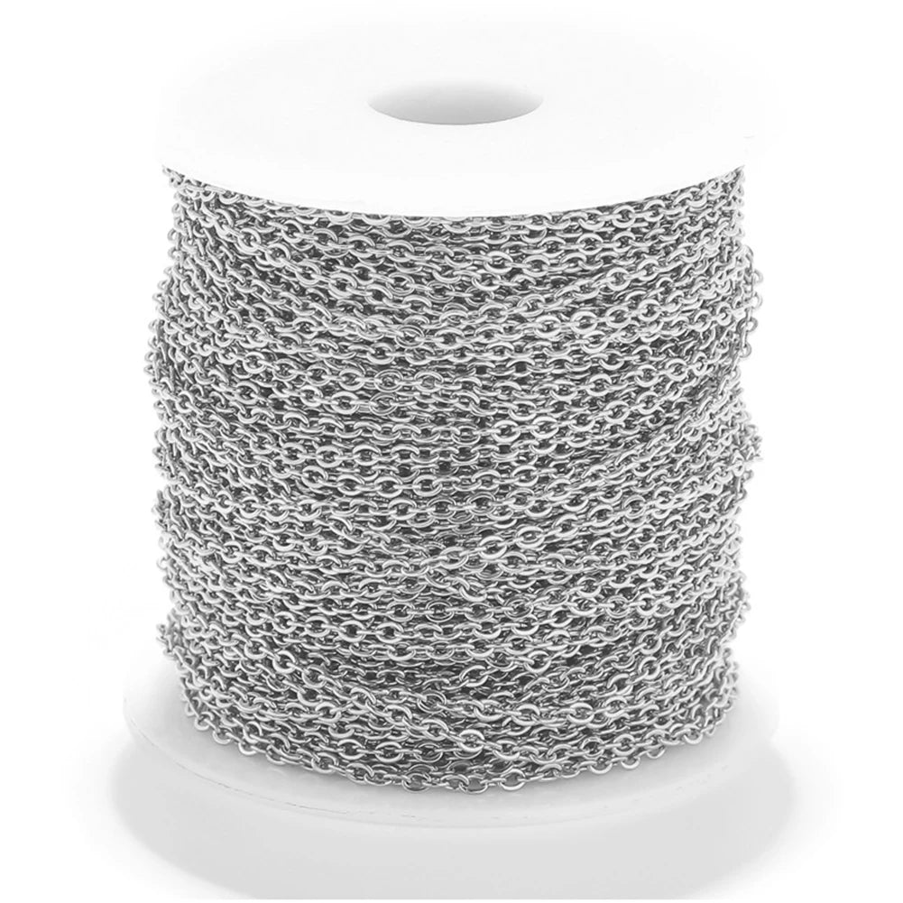 Stainless Steel Necklace Link Chain 1.5/2mm DIY Jewelry Making Accessories 5M