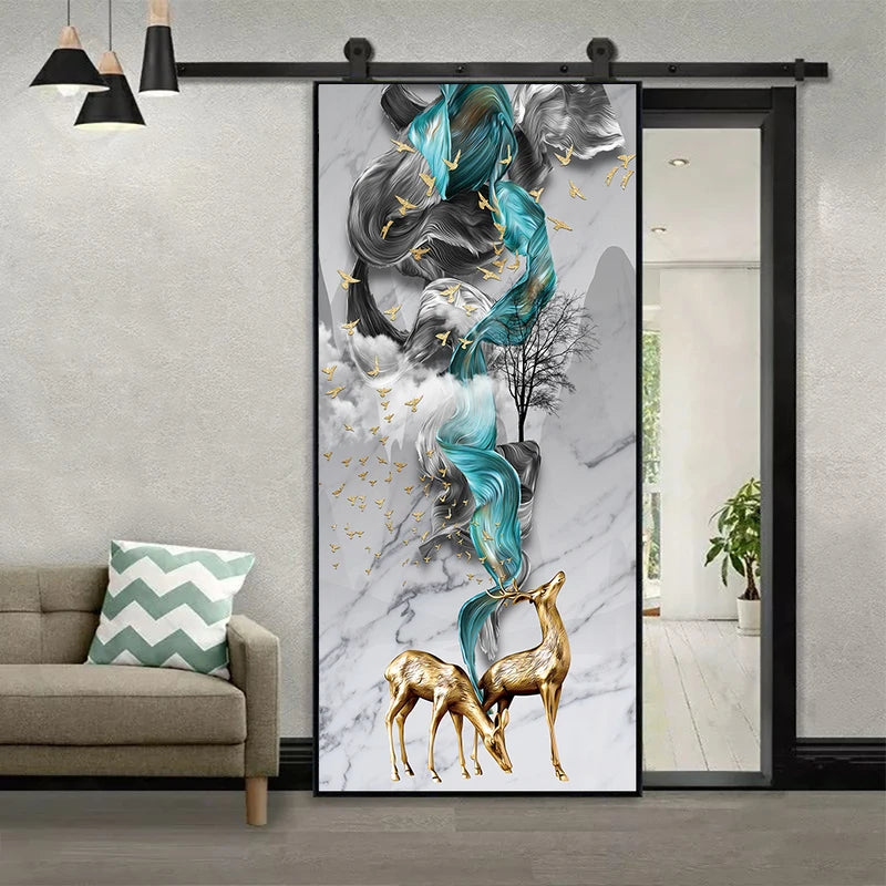 Chinese Style Fantasy Elk DIY Waterpoof Vinyl Wall Mural for Home & Living Room Decor