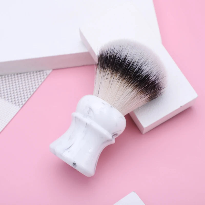 Synthetic Hair Shaving Brush with Marble Handle - 24mm Knot, Travel Friendly