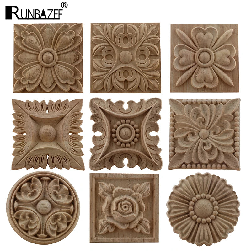 European Carved Unpainted Retro Wood Mouldings and Appliques for Home Furniture Walls