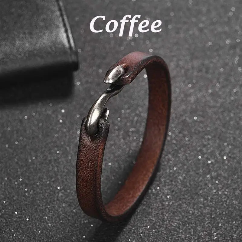 Men Women Leather Bracelet Cuff Bangle Jewelry Gift - Retro Classic Hook Wristband