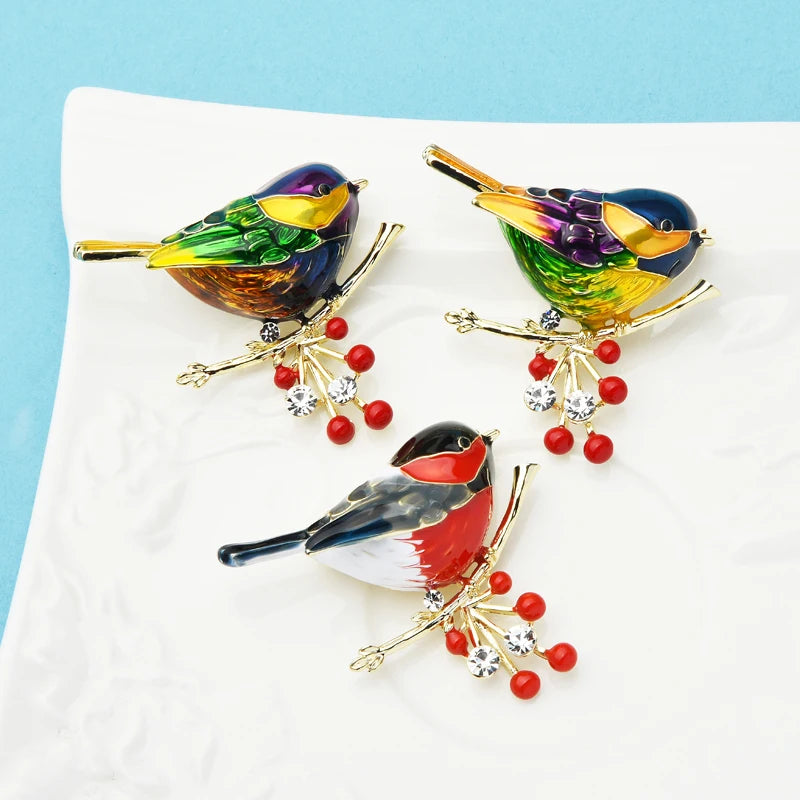 Multicolor Bird Brooch Pins - Enamel Animal Jewelry Gift, Multiple Metal Colors