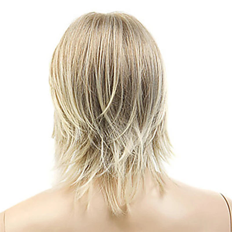 Men's Synthetic Hair Wig - Medium Length Straight Cosplay Wig, Heat-Resistant Fiber