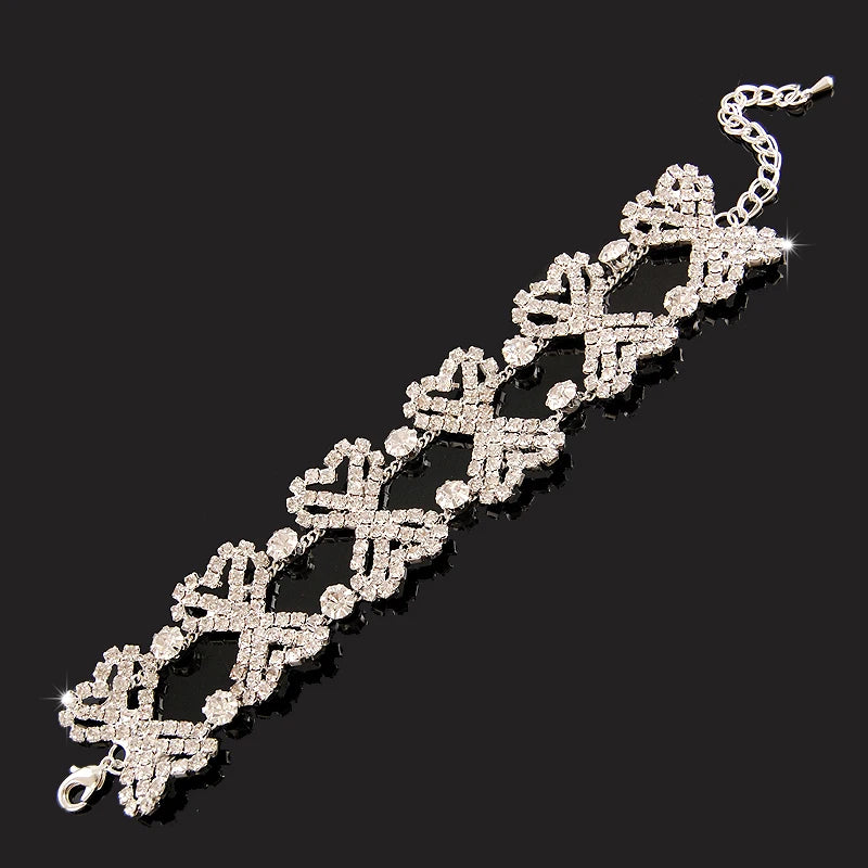 Luxury Charm Bracelets 925 Silver Zircon Crystal Women Wedding Jewelry