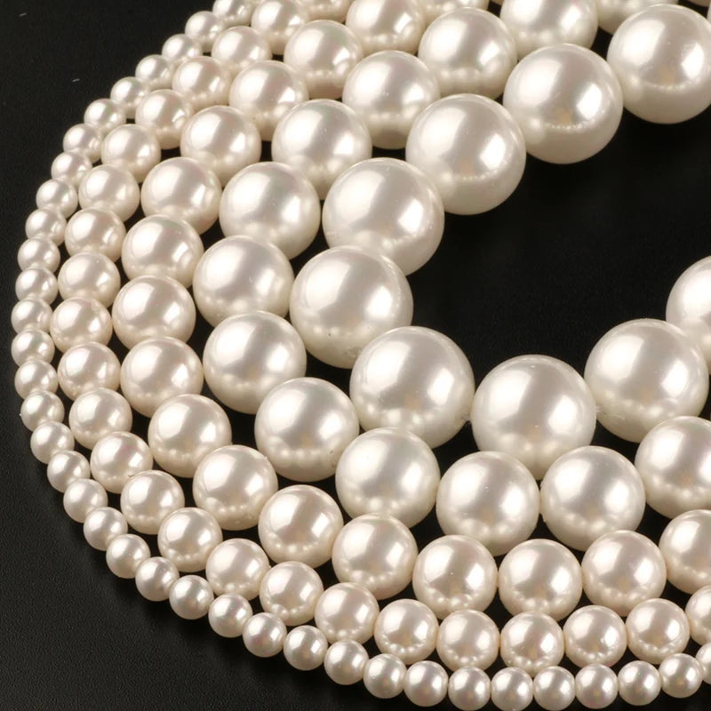 Natural Shell Pearl Beads for Jewelry Making - 2mm to 14mm, 15 Inch Strands