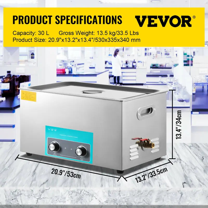Electric Ultrasonic Cleaner 3L-30L Portable Washing Machine for Home & Office