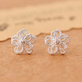 Sterling Silver Flower Stud Earrings for Women - Elegant Wedding Jewelry