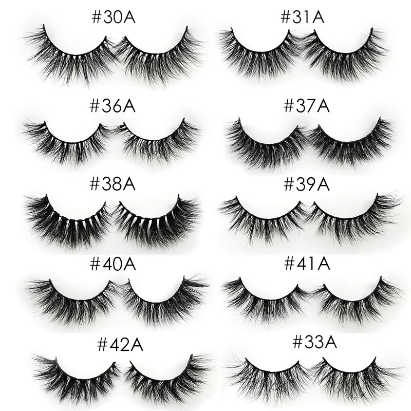 3D Mink False Eyelashes - Fluffy Thick Dramatic Fake Lashes for Makeup, Reusable