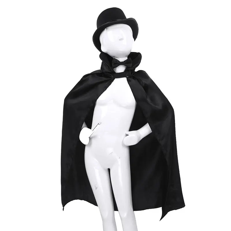 Kids Magician Costume Set with Cape Hat Wand Gloves Necktie Halloween Dress Up