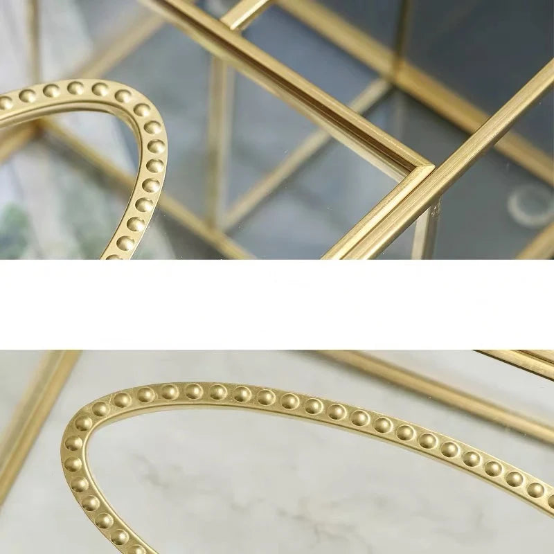 Luxury Nordic Gold Glass Tissue Box Holder for Living Room & Desktop