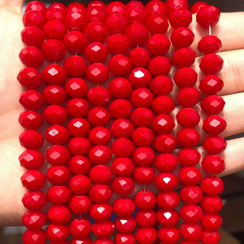 Natural Stone Abacus Faceted Red Jade Beads for Jewelry Making 3-8mm Rondelle Loose Beads