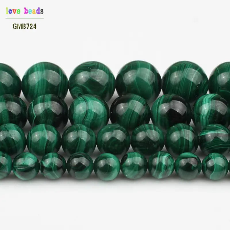 Natural Green Malachite Beads for Jewelry Making - 6/8/10/12mm Diameter - 7.5 Inch Strands for Women's Bracelets & Necklaces