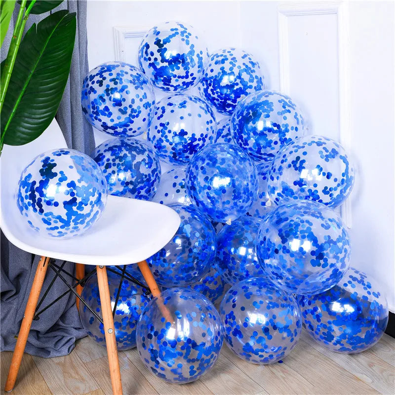 12-Inch Gold Confetti Latex Balloons for Wedding Birthday Party Decoration - 10 Pack