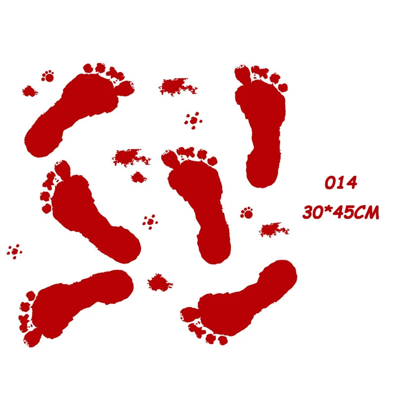 Halloween Blood Handprint & Footprint Wall Stickers - Haunted House Decor
