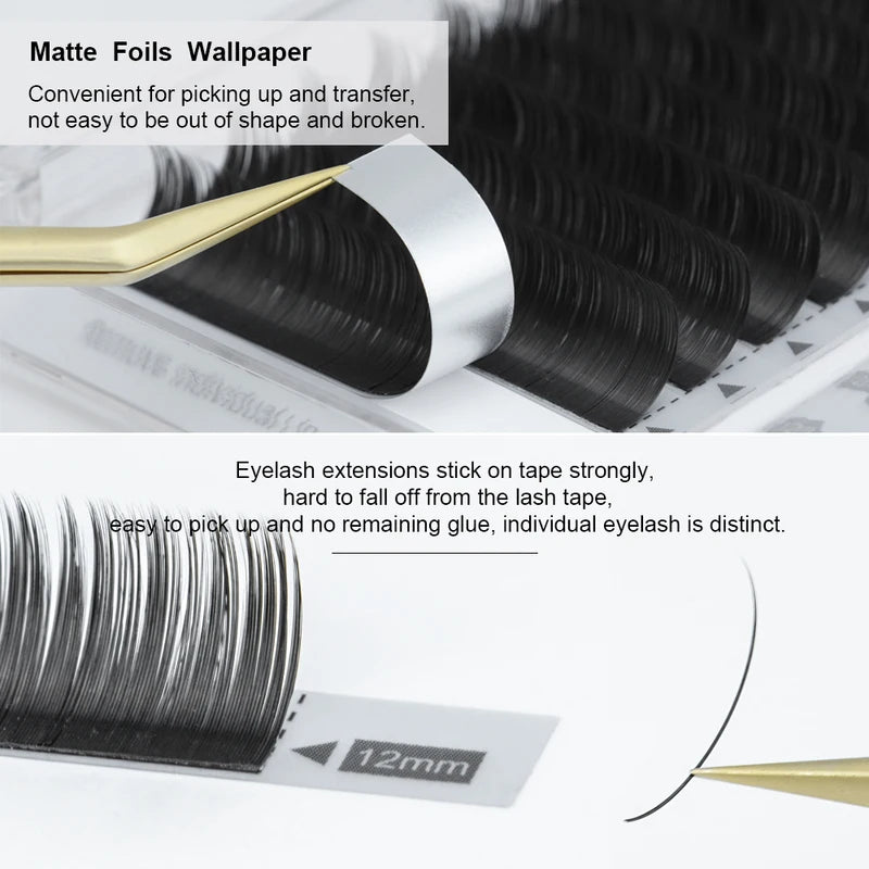 Eyelash Extension Tips Flat Split Tips Natural Charcoal Ellipse Supplies