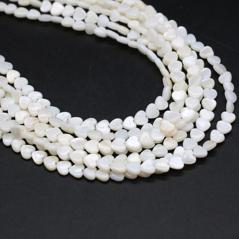 Natural Shell Beads Heart Shape Loose Spacer Beads for Jewelry Making - 6mm