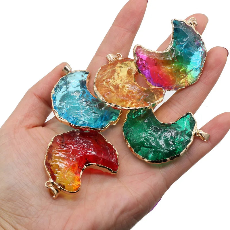 Natural Rainbow Quartz Crystal Pendant for Jewelry Making - Irregular Chakra Stone Charm
