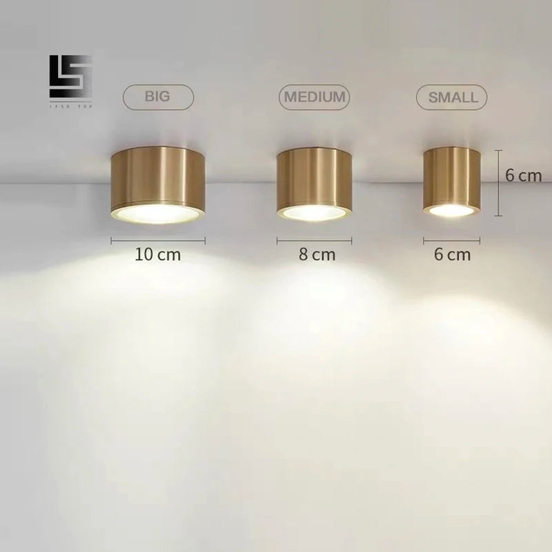 Copper Surface Mounted 7W LED Ceiling Downlight for Living Room & Bedroom