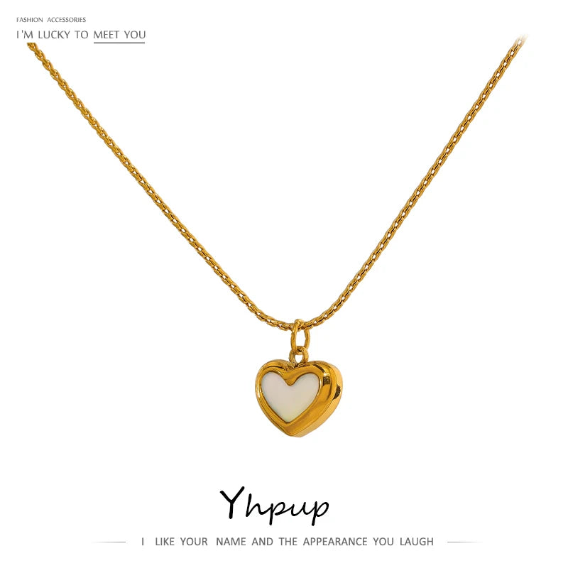 Heart Pendant Necklace for Women - Shell and Stainless Steel Jewelry