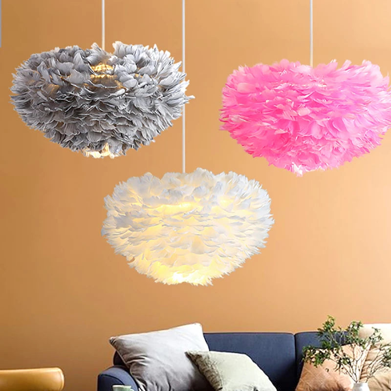 Large Goose Feather Chandelier for Living Room and Bedroom - Modern Lighting Fixture