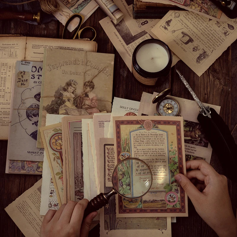 10 Pcs Vintage Old Book Page Scrapbooking Paper Decorations DIY Retro Backgrounds